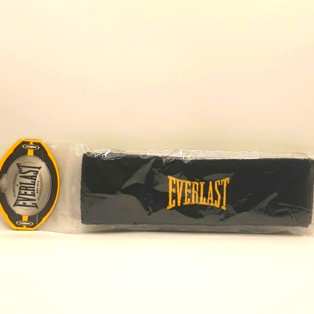 Everlast Performance Headband Elastic Durable Authentic Embroidered Black NIP